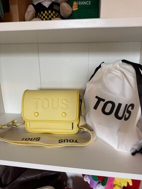 TOUS Yellow Leather Crossbody Bag with Branded Strap